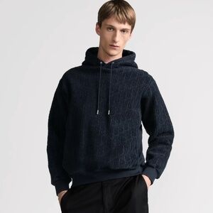 Dior Oblique Relaxed-Fit Hoodie – Navy Blue – Size M